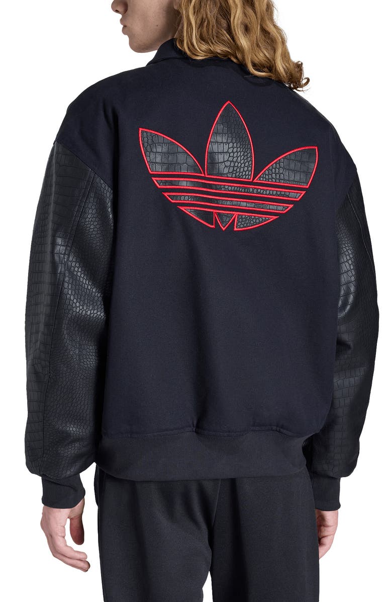 adidas Mixed Media Bomber Jacket, Alternate, color, Black/ /