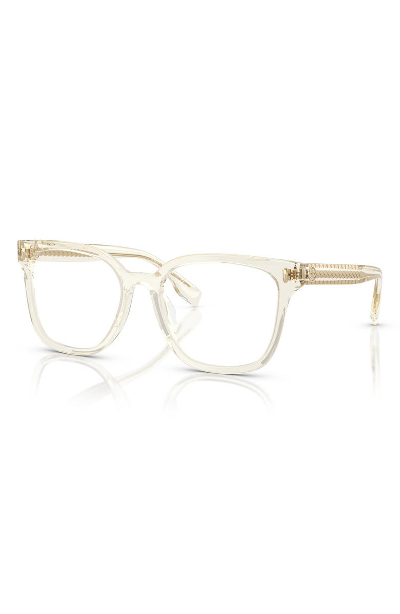 Tory Burch 53mm Square Optical Glasses, Alternate, color, Transparent Pinot