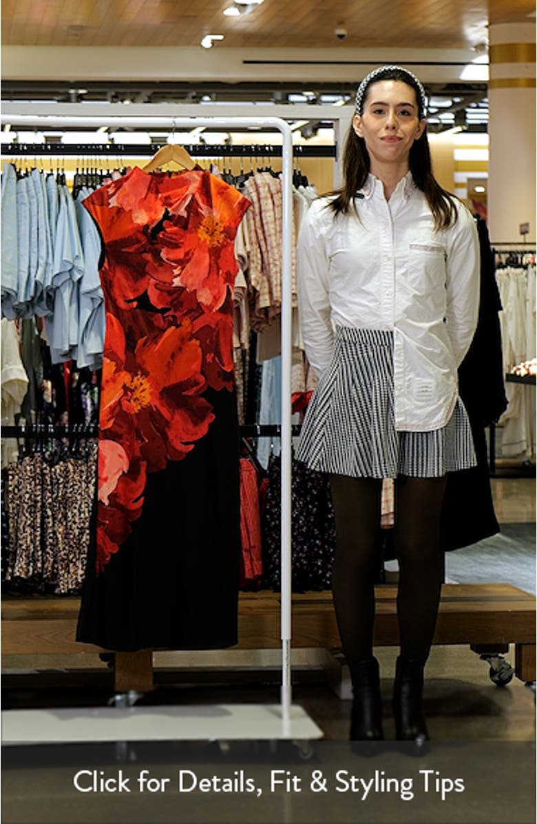 Pleated Floral Print Cap Sleeve Satin Midi Dress, sales video thumbnail