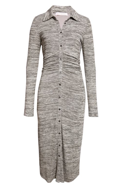 Ramy Brook Rachelle Metallic Long Sleeve Knit Midi Dress In Gray