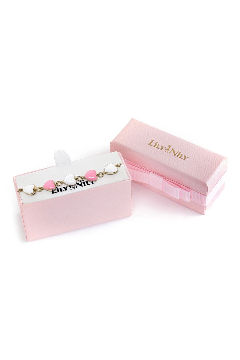 Kids' Heart Link Bracelet, Alternate, color, PINK