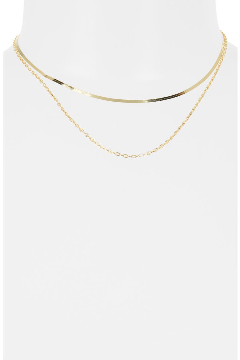 Herringbone Layered Chain Necklace, Alternate, color, GOLD