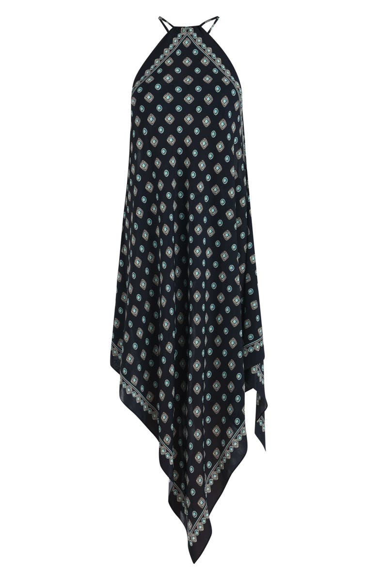 L'AGENCE Elise Southwestern Medallion Print Cover-Up Halter Dress, Alternate, color, Black