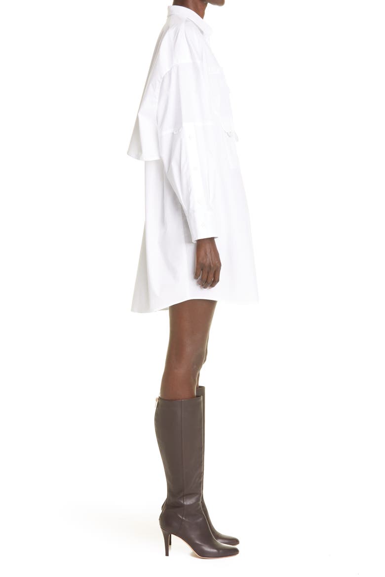 Boxy Pocket Long Sleeve Cotton Poplin Shirtdress, Alternate, color, F0ZNM WHITE
