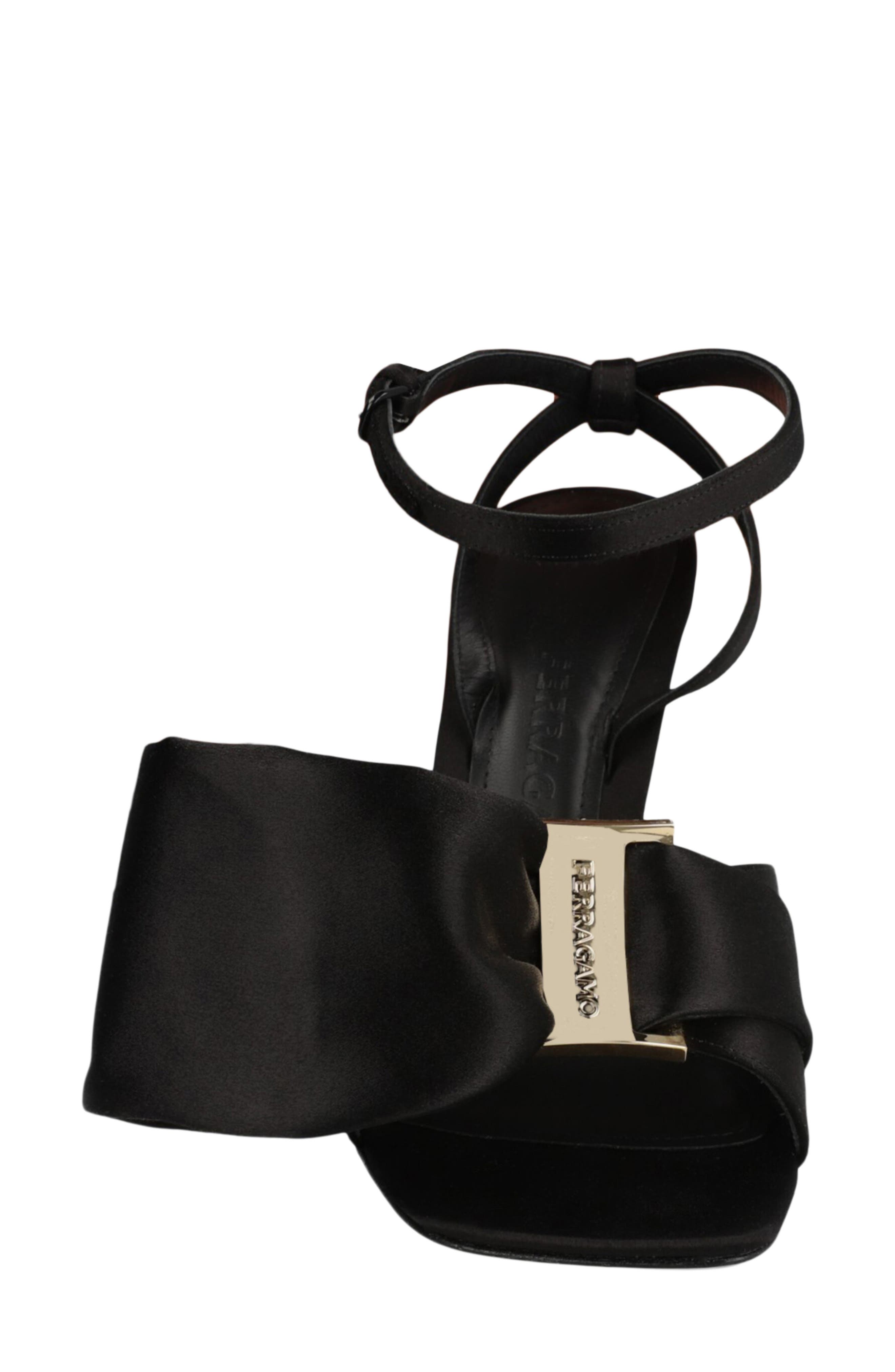 Helena Satin Ankle Strap Sandal, Alternate, color, BLACK