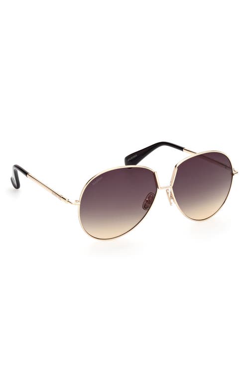 Max Mara 60mm Pilot Sunglasses In Gold/smoke To Camel Lenses