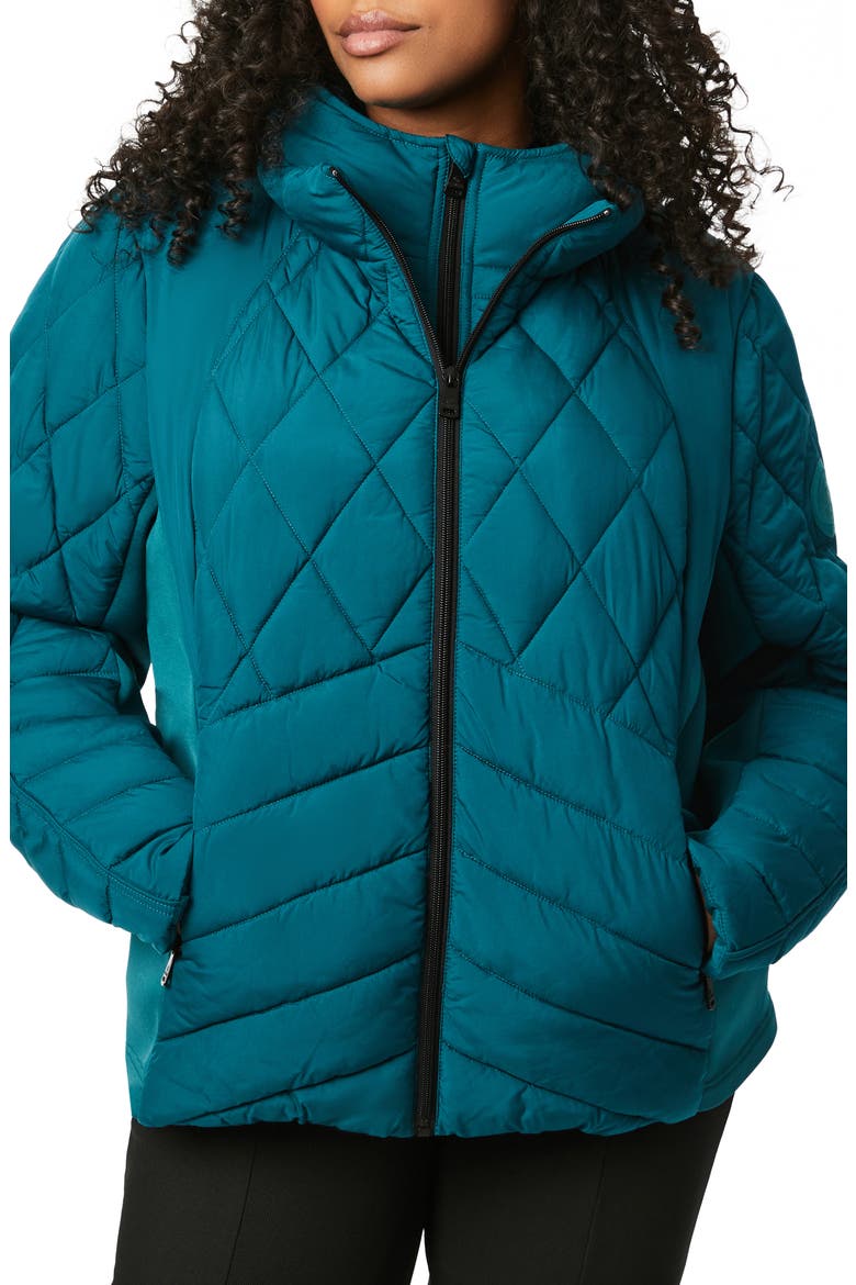 Quilted Neoprene Puffer Jacket with Removable Bib, Main, color, POSEIDON