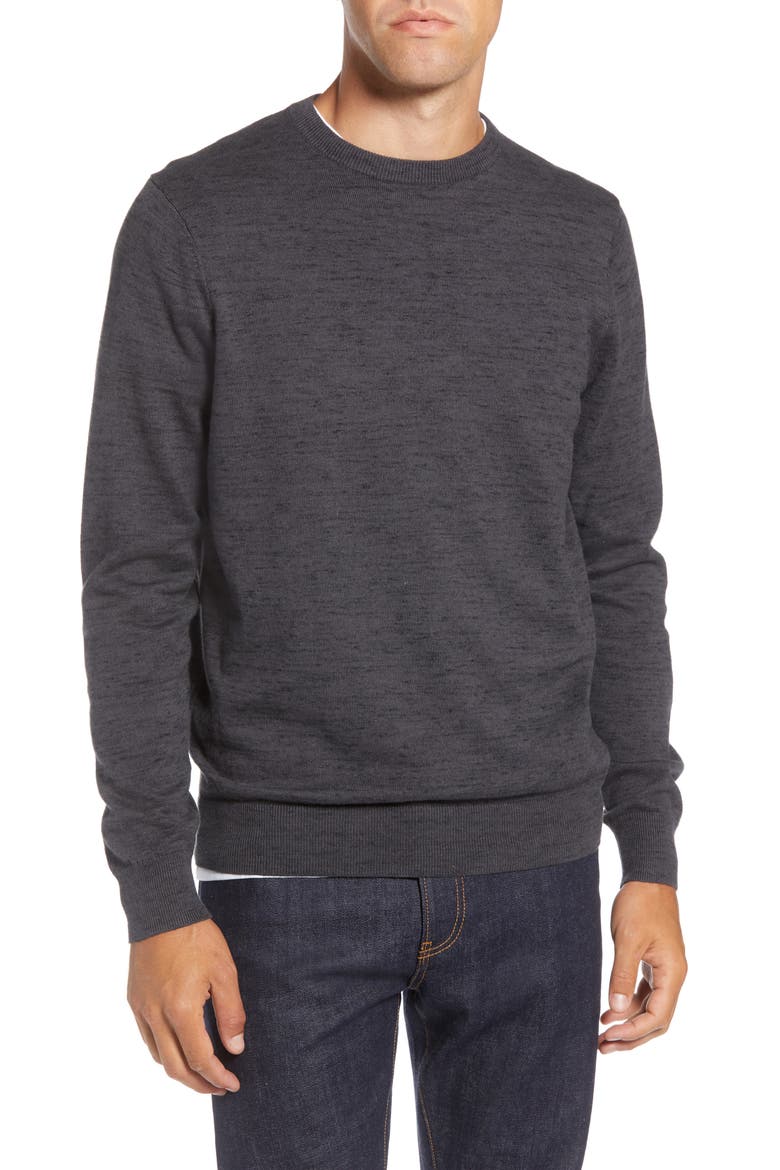Regular Fit Crewneck Sweater, Main, color, GREY DARK CHARCOAL HEATHER