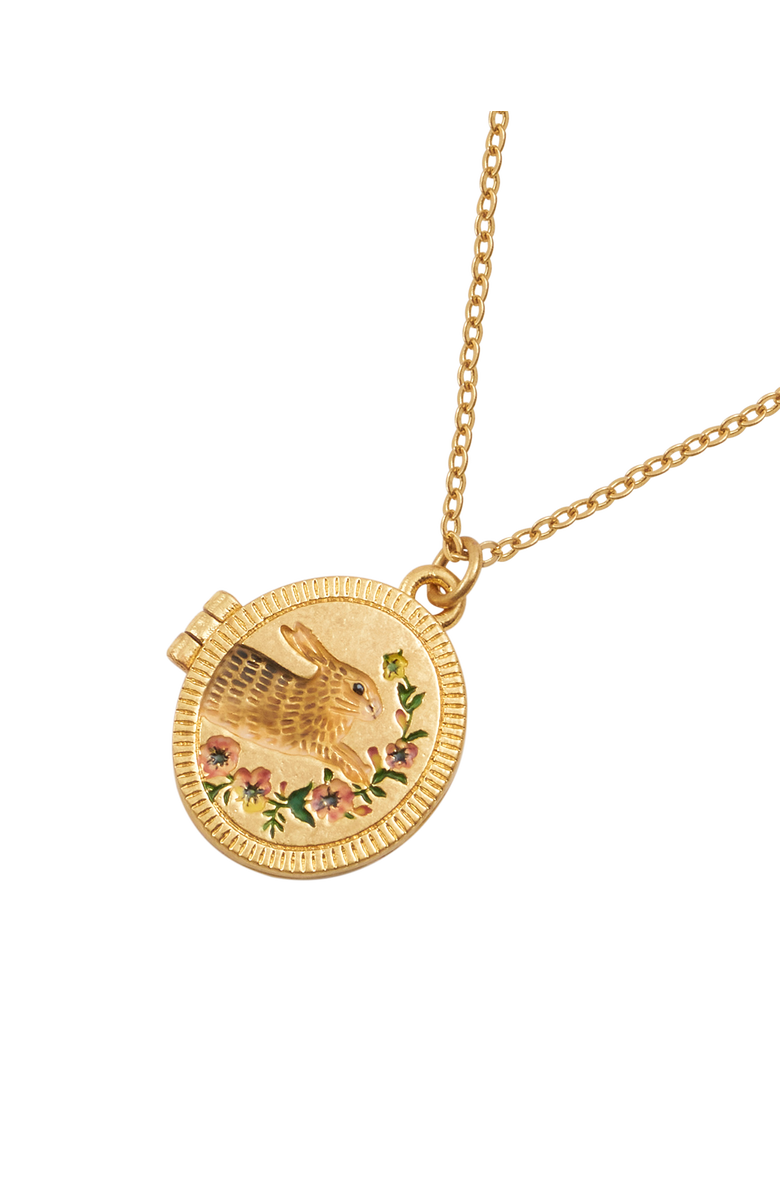 Fable England Running Bunny Locket, Main, color, Multi & Gold