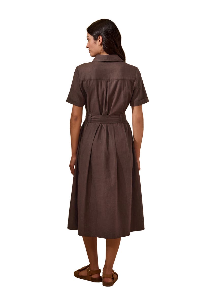 Belted Safari Midi Shirt Dress, Alternate, color, Chocolate Brown