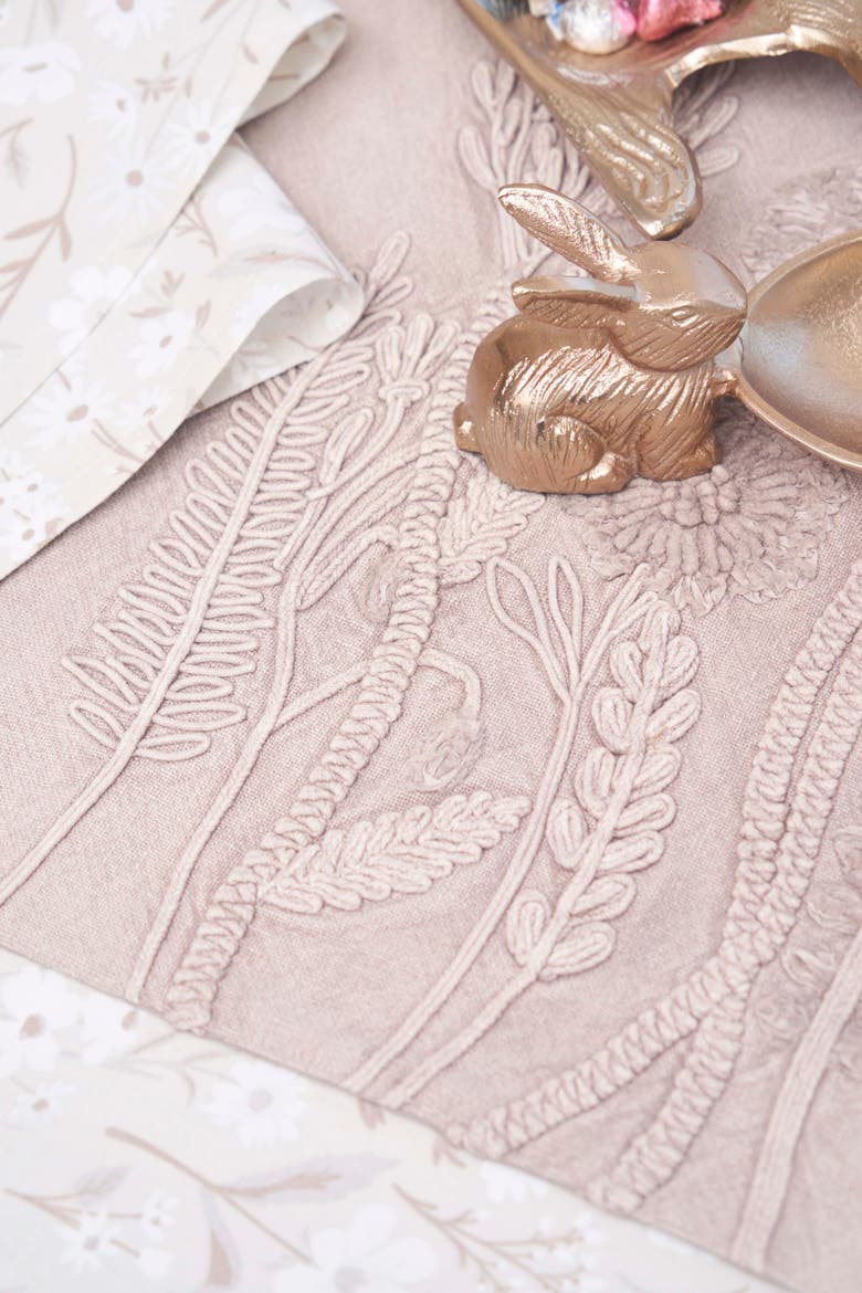 Natural Blooms Vintage 100% Cotton Table Runner 14" x 72", Alternate, color, Gray