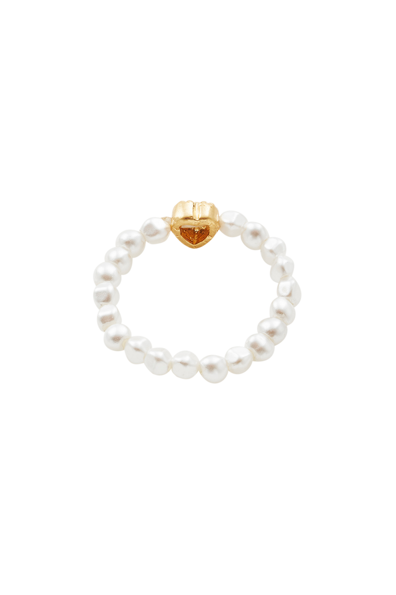 Love Heart Pearl Ring, Alternate, color, Gold