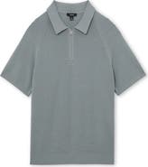 Reiss Estate Textured Stitch Zip Polo