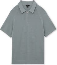 Reiss Estate Textured Stitch Zip Polo