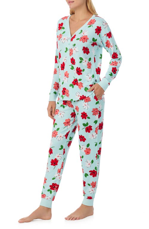 Kate Spade New York Print Henley Pajamas In Blue