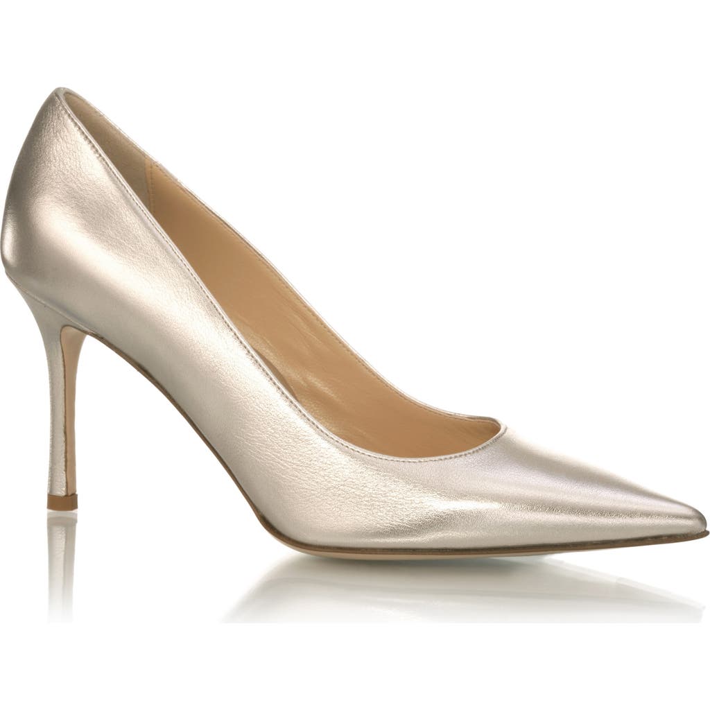 MARION PARKE Classic Pointed Toe Pump in Beige Metallic