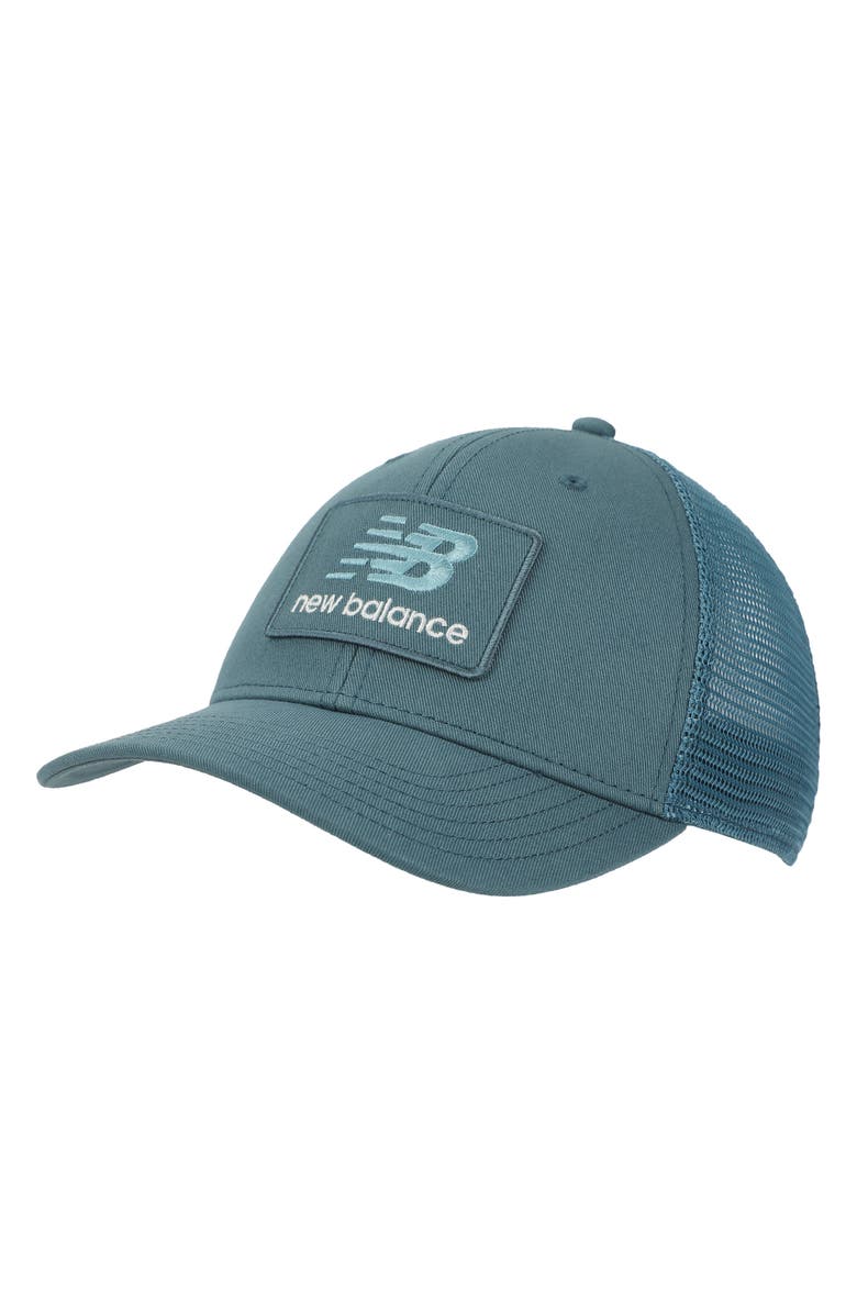 New Balance NB Stacked Patch Logo Trucker Hat, Main, color, 