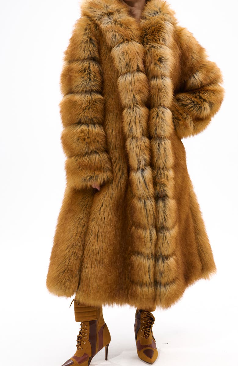 AZALEA WANG Elizabeth Faux Fur Coat, Main, color, Tan
