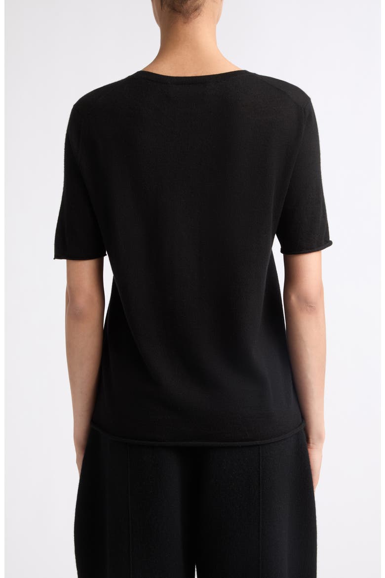 Ari Short Sleeve Cashmere Sweater, Alternate, color, BLACK