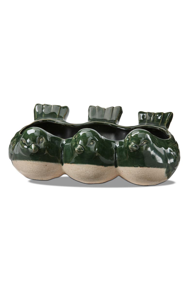 tag Third Green Birds Glazed Terracotta Planter for Small Plants, Main, color, Green