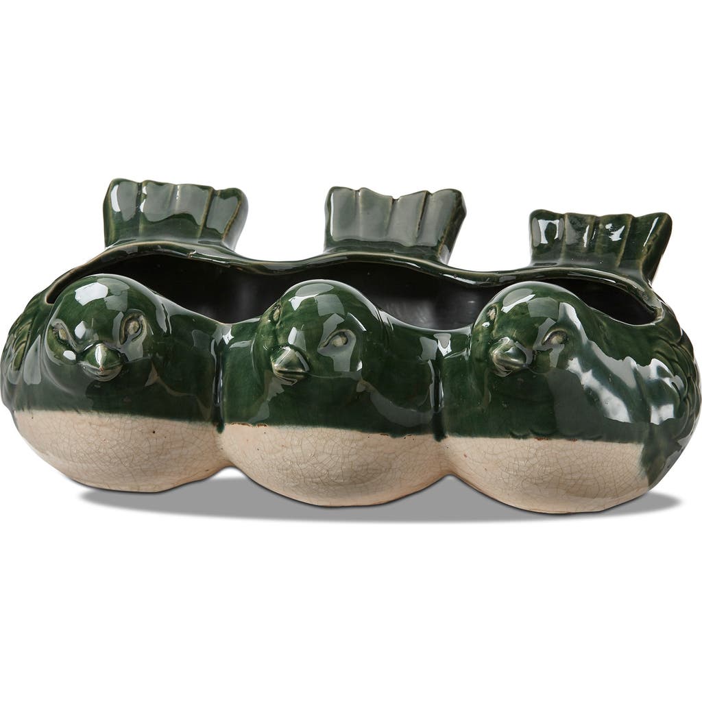 Tag Third Green Birds Glazed Terracotta Planter For Small Plants In Green