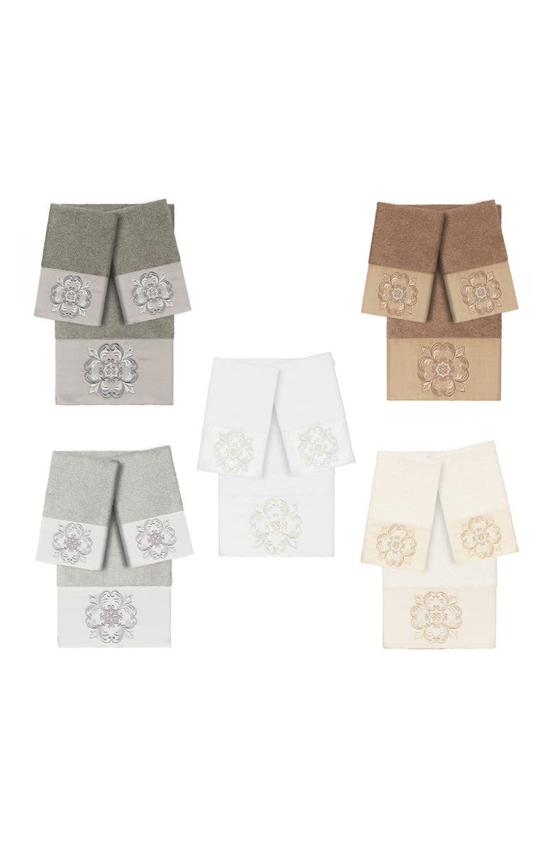 Linum Home Textiles Alyssa 3-Piece Embellished Towel - Light Gray, Alternate, color, Light Gray