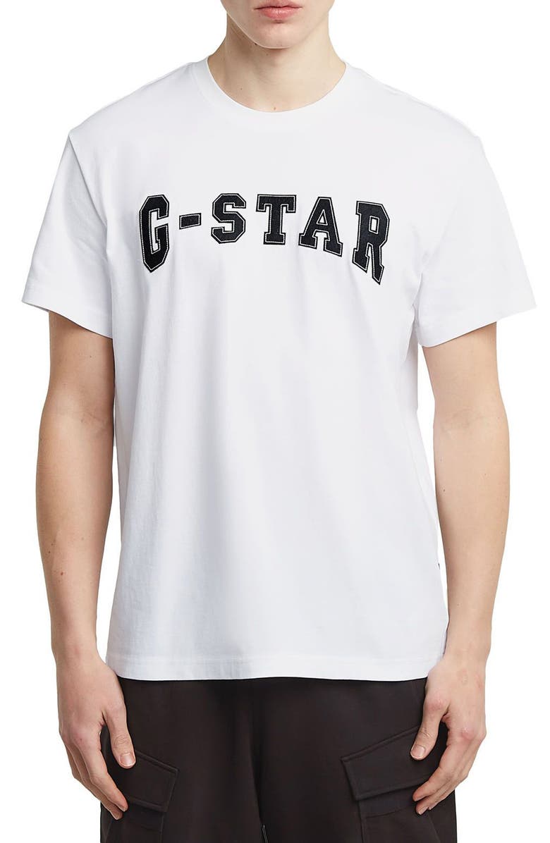 G-STAR Felt Logo Organic Cotton T-Shirt, Main, color, White