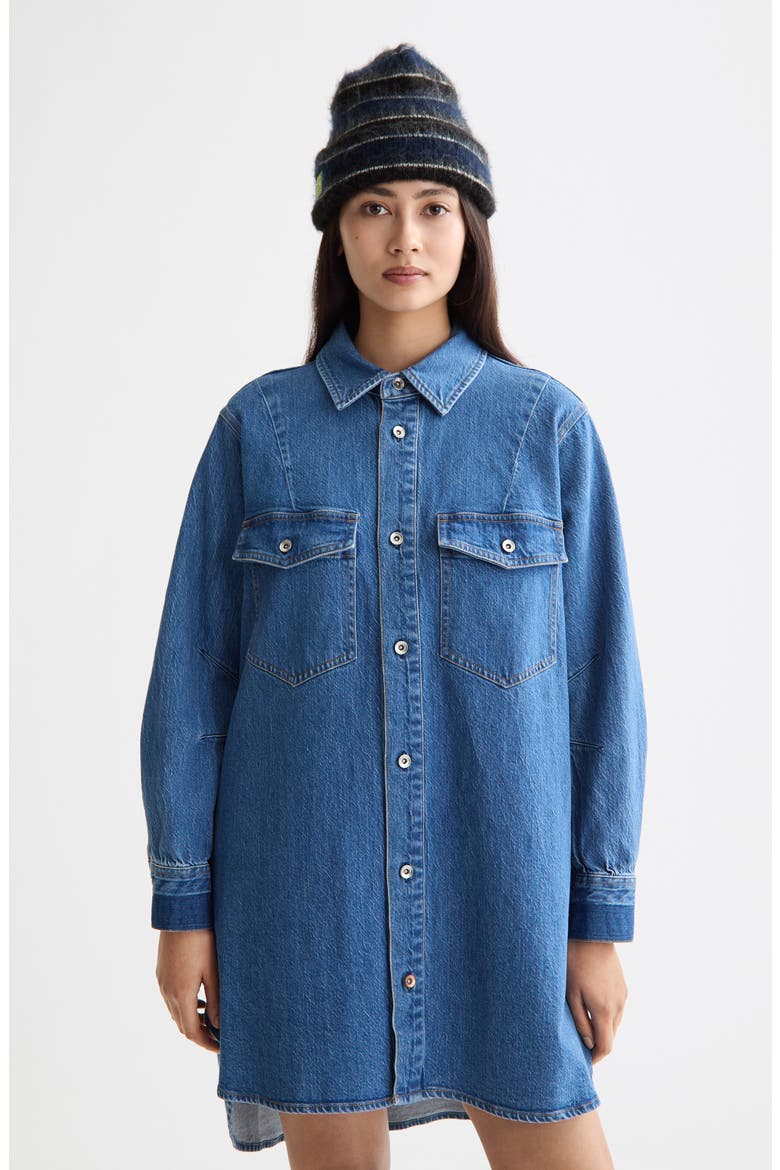 Long Sleeve Washed Denim Mini Shirtdress, Alternate, color, ART FROM THE HEART