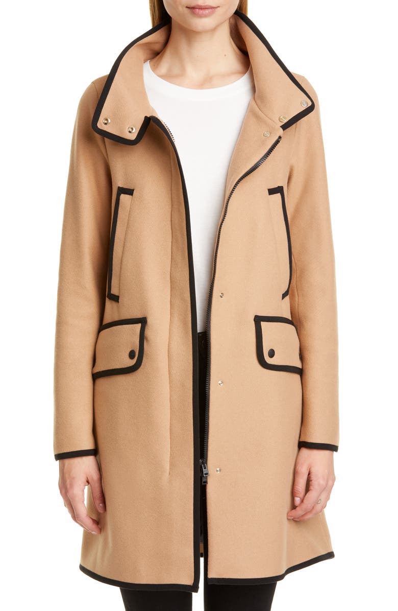 Herno Contrast Trim A-Line Coat with Removable Windblocker, Alternate, color,