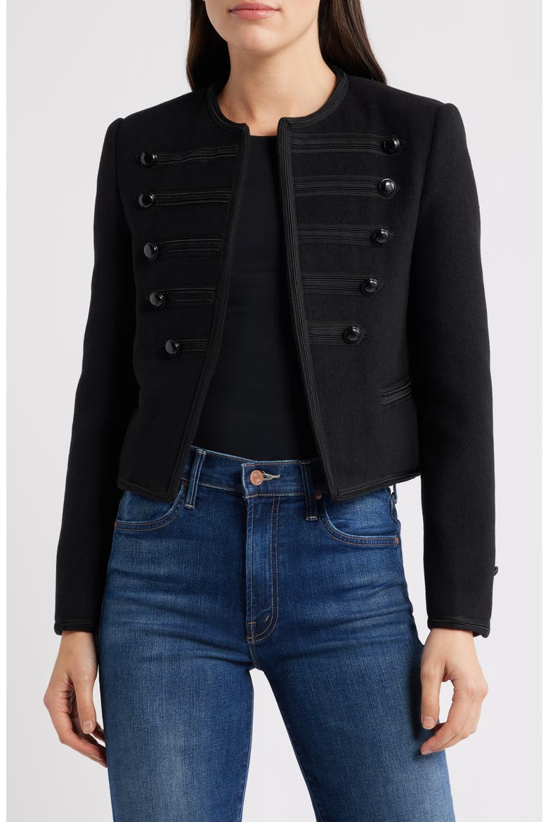 Christy Wool-Blend Military Jacket, Main, color, BLACK