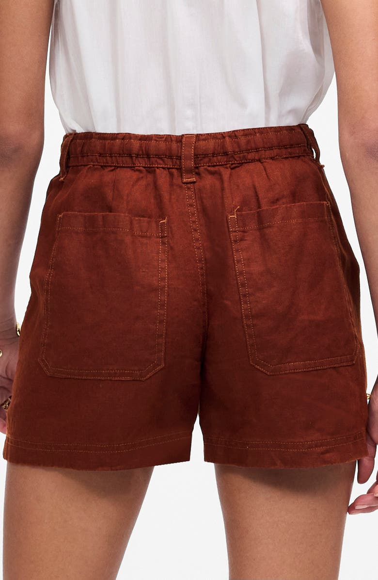 Madewell Drawstring Linen Shorts, Alternate, color, Henna