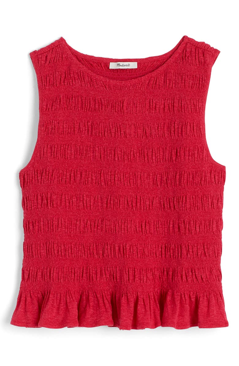 Madewell Smocked Tank Top, Main, color, Watermelon