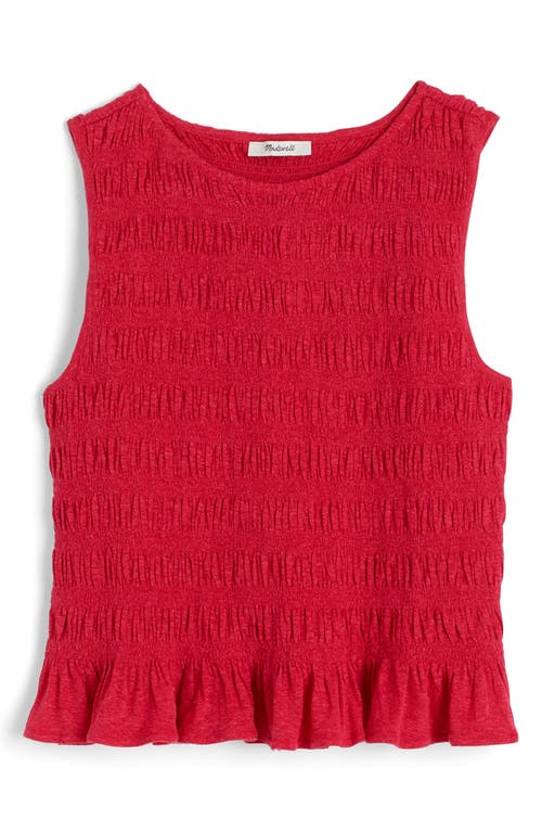 Madewell Smocked Tank Top In Red