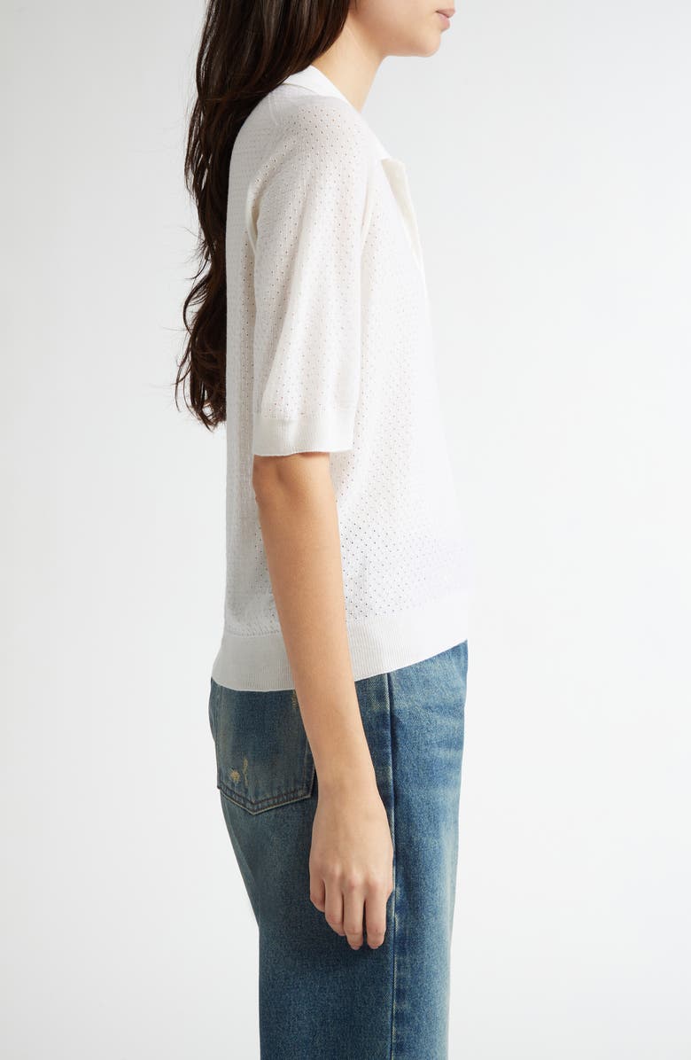 Johnstons of Elgin Supertine Merino Wool Mesh Polo Sweater, Alternate, color,