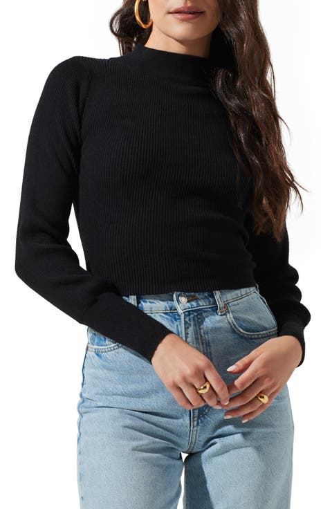 Tie Back Mock Neck Sweater