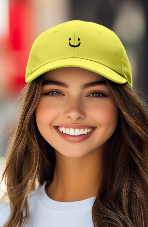 Dalix Lil Smile Embroidered Casual Hat In Yellow