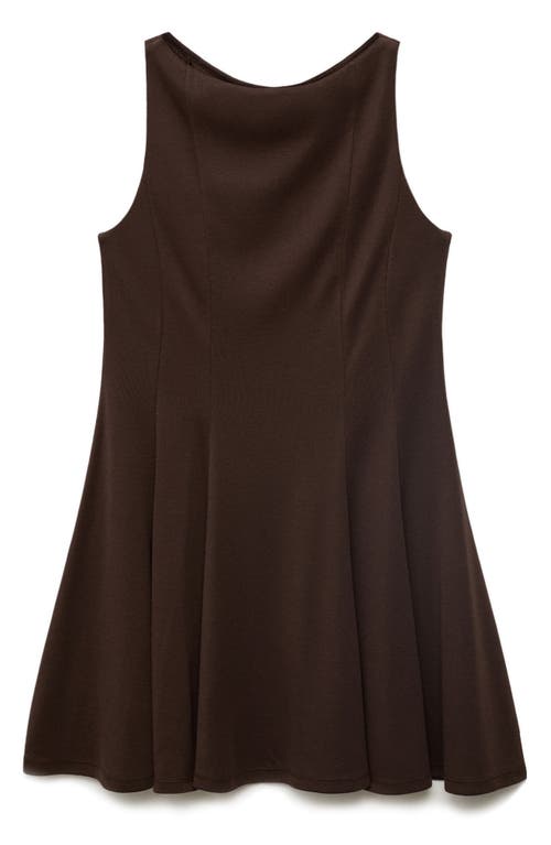 Mango Sleeveless Pleated Detailing Mini Dress In Brown