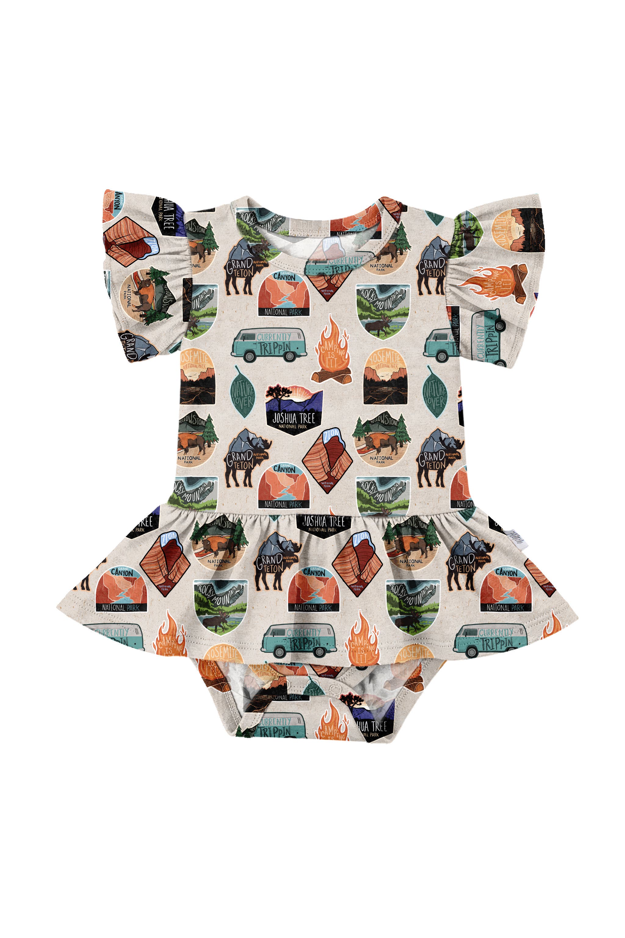 Fletch Babies'  Tiny Traveler Bodysuit Twirl In Animal Print