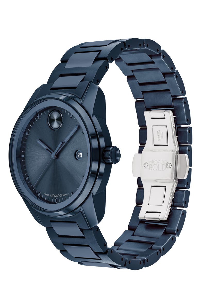 Movado Bold Verso Bracelet Watch, 42mm, Alternate, color, Blue