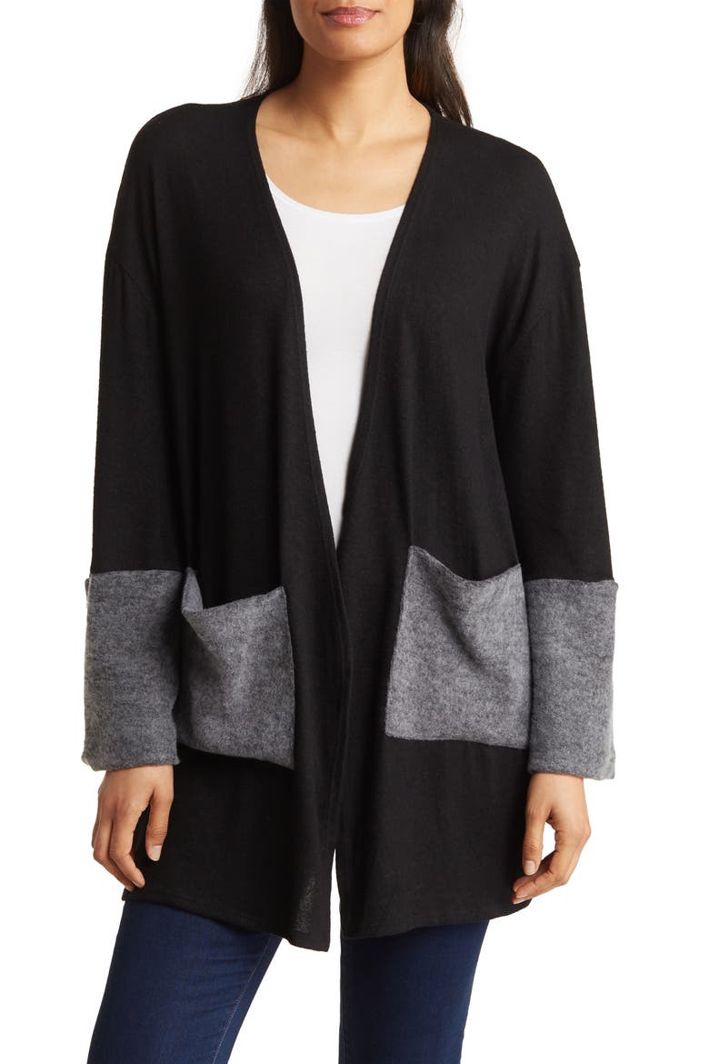 Spring Colorblock Cardigan, Main, color, BLACK PRINT 1