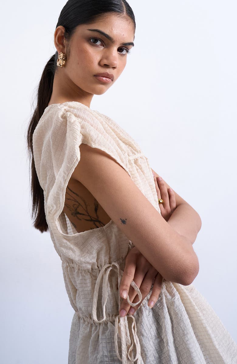 Topshop Channeled Cap Sleeve Top, Alternate, color, Ivory