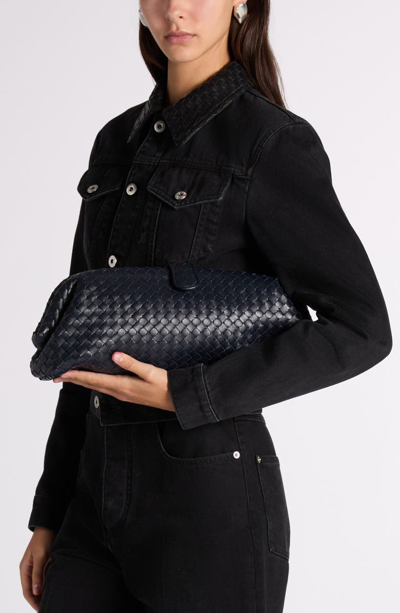 Bottega Veneta Lauren Intrecciato Clutch, Alternate, color, 4346 Midnight-Brass V