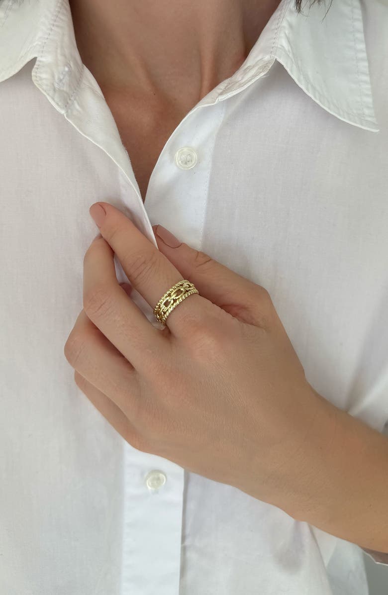 Adornia 14K Gold Plated Triple Band Ring, Alternate, color, Gold