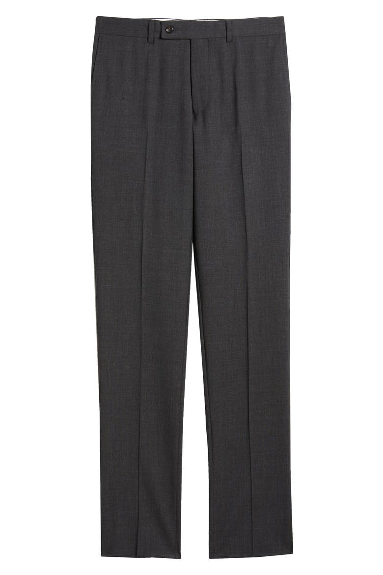 Patrick Flat Front Stretch Wool Dress Pants, Alternate, color, CHARCOAL