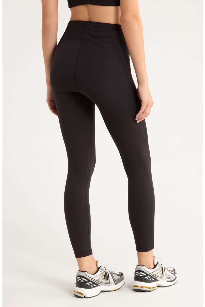 Rib Insert Activewear Leggings, Alternate, color, BLACK