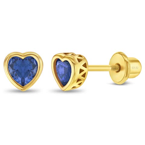 Heart CZ Bezel Girl Earrings