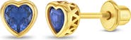 In Season Jewelry Heart CZ Bezel Girl Earrings