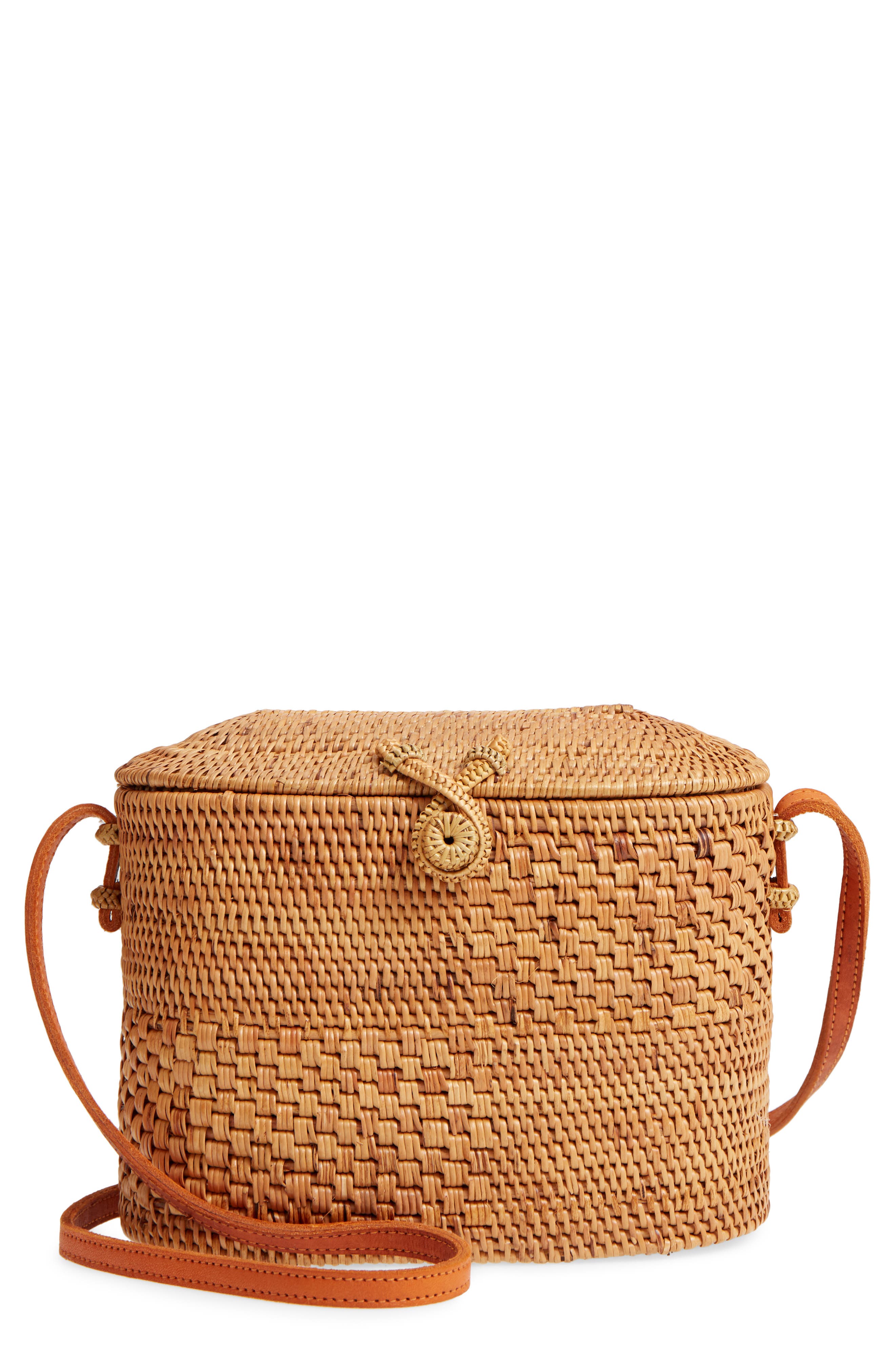 Street Level Woven Rattan Box Crossbody Bag, Main, color, 