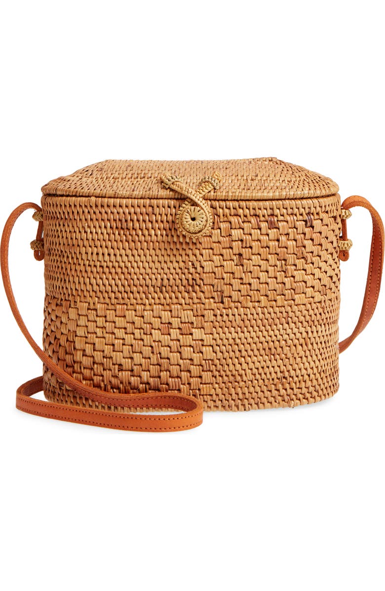Street Level Woven Rattan Box Crossbody Bag, Main, color,