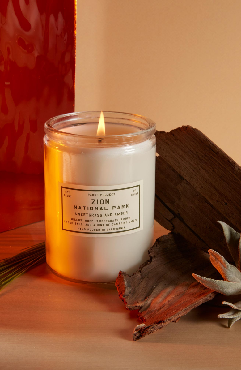 Parks Project Zion Sweetgrass and Amber Candle, Alternate, color, White